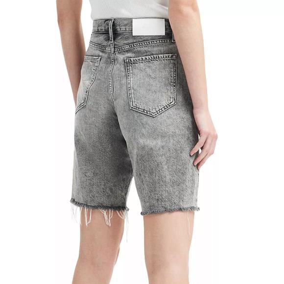 NEW 7 FOR ALL MANKIND easy james high rise cotton shorts in fern gray - Picture 2 of 2